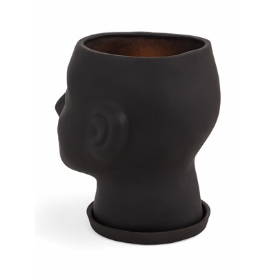 Горшок-органайзер «Голова», керамика, чёрное, 3 л, 24×19 см