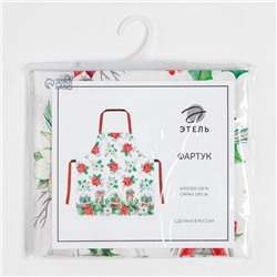 Фартук новогодний «Этель» Christmas red flowers 60×70 см, 100% хл, саржа 190 г/м²
