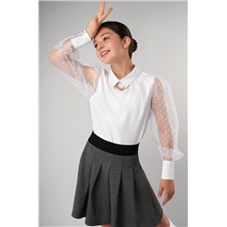 Нарядная блузка для девочки с длинным рукавом Happyfox