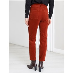 Укороченные эластичные брюки слим из микро вельвета