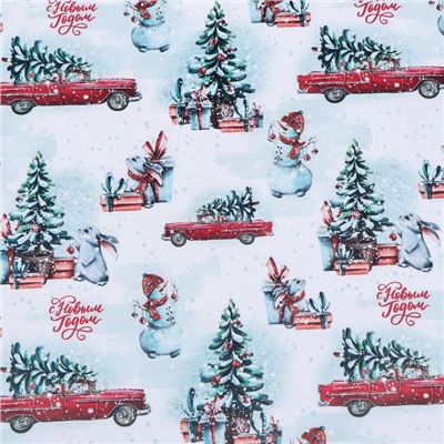 Бумага упаковочная новогодняя глянцевая «Новогодний лес», 70×100 см
