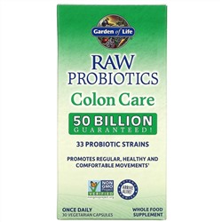 Garden of Life, Raw Probiotics, Colon Care, 30 вегетарианских капсул