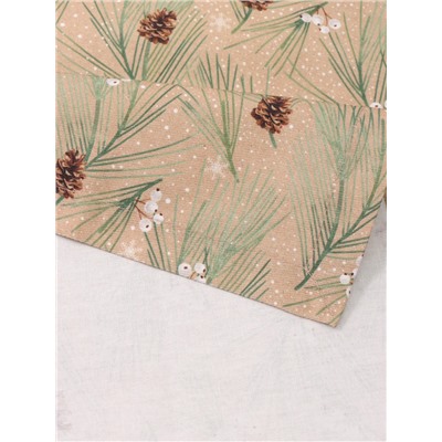 Дорожка на стол новогодняя Этель Spruce branches 30×70 см, 100% хлопок, саржа 190 г/м², бежевая