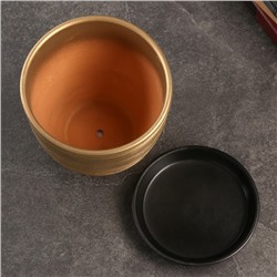 Горшок для цветов «Амелия», 2.4 л, d=17 см, h=16 см, керамика, с поддоном, золотистый