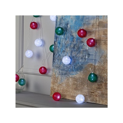 Гирлянда «Нить» 5 м с насадками «Клубки лесные», IP20, прозрачная нить, 20 LED, свечение белое, 220 В