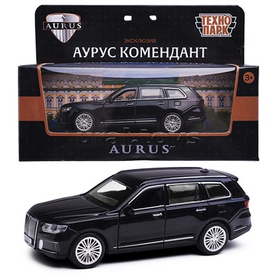 Машина металл Аурус Комендант 12,5 см, (двери, багаж, черный) инерц, в коробке