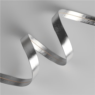 Косая бейка, кожзам, 15 мм, 10±1 м, цвет серебряный