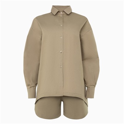 Костюм женский (рубашка, шорты) MINAKU: Oversize, зелёный, размер 44