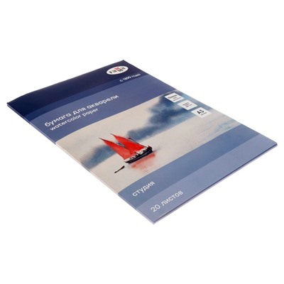 Бумага для акварели в папке А3, 295×415 мм, 20 листов, Гамма «Студия», 200 г/м², среднее зерно (30C03F720W)