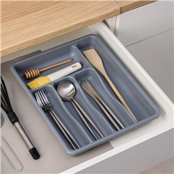 Лоток для столовых приборов BARONESS, 36×29×5 см, 5 отделений, серый