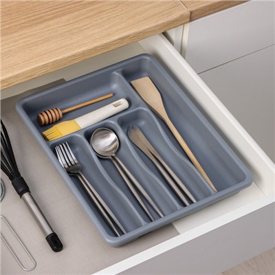 Лоток для столовых приборов BARONESS, 36×29×5 см, 5 отделений, серый