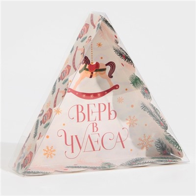 Коробка для кондитерских изделий новогодняя с пластиковой крышкой «Щелкунчик», 18×18×4 см
