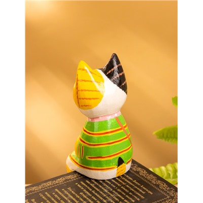 Сувенир «Кошка сидящая», 6×6×15 см, дерево, жёлтый