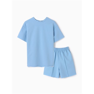 Костюм женский (футболка, шорты) MINAKU: Casual Collection, голубой, размер 48