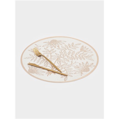 Салфетки сервировочные на стол Доляна «Ботаника», 2 шт., d=38 см, бежевые