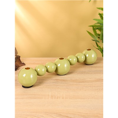 Подсвечник на 3 свечи «Бусы», с 7 сферами, 44×8×8 см, оливковый