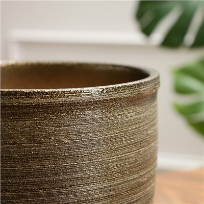 УЦЕНКА Горшок цветочный с поддоном 5л, темное золото керамика, "Золото" (М)