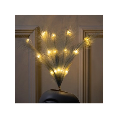 Ветка светодиодная серая, 56 см, 15 LED, от батареек ААх2, свечение тёплое белое