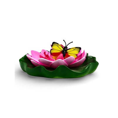 Садовая фигура из полистоуна «Лотос с бабочкой», 10×11×6 см, плавающая