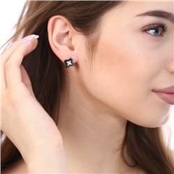 Серьги "Керамика" клевер ,покрытие: посеребрение, цвет камня: белый, цвет: черный, 91269, арт. 847.652