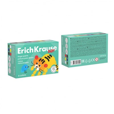 Краски пальчиковые 6цв 20 мл Для малышей с Алоэ Вера 61399 ErichKrause