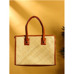 Сумка плетёная на молнии из пандана, 35×12×40 см, светло-коричневая