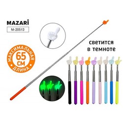 Указка телескопическая С ПАЛЬЦЕМ, макс. длина 65 см, ассорти светящаяся в темноте  M-20513 Mazari