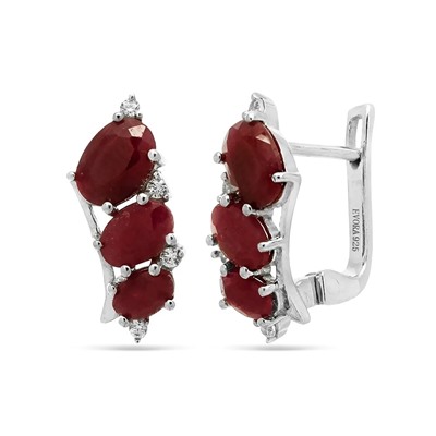 Серьги из серебра рубин корунд, Амичи