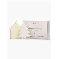 Подарочный набор новогодний: фигурное мыло ёлка и фигурная свеча дом, URAL LAB