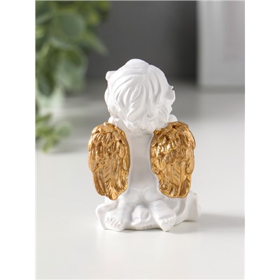 Фигурка полистоун «Белоснежный ангел с золотыми крыльями», 4.5×5×8.5 см