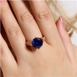 Кольцо 19 р ювелирная бижутерия коллекция "Дубай", покрытие позолота, вставка: фианиты и цирконы, цвет: сапфировый и прозрачный, арт.414.126-19