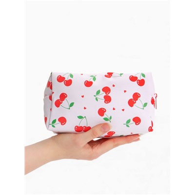Косметичка женская «Вишенки», на молнии, с рисунком, белая