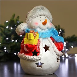 Фигура-подсвечник на 1 свечу «Снеговик с подарками», с блёстками, 45 см