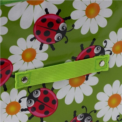 Короб стеллажный для хранения Доляна «Божьи коровки», 25×25×25 см, зелёный