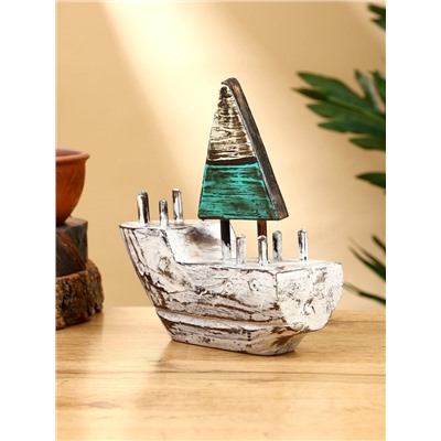 Сувенир «Кораблик», 16×6×17 см, дерево, коричнево-зелёный