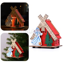 Новогоднее украшение "Домик со светом. Снегурочка" в пакете