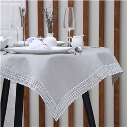 Скатерть Этель со стразами, 85×85 ±5 см, цвет серый, п/э