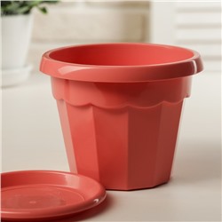Горшок для цветов с поддоном Доляна «Эрика», 0.7 л, цвет коралловый