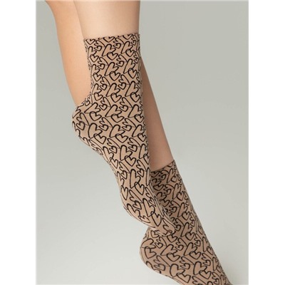 Полиамидные CONTE FANTASY Плотные носки с вывязанным рисунком «сердечки»