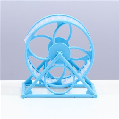 Колесо на подставке для грызунов, диаметр колеса 12.5 см, 14×3×9 см, голубое