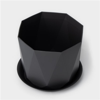 Горшок для цветов с поддоном «Призма», 1 л, пластиковый, графитовый