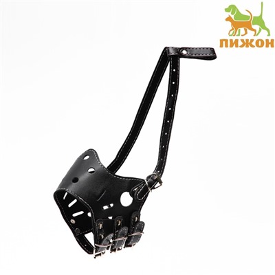 Намордник из прессованной кожи регулируемый, 3 (длина по носу 6.8 см, обхват морды 21-28 см), чёрный