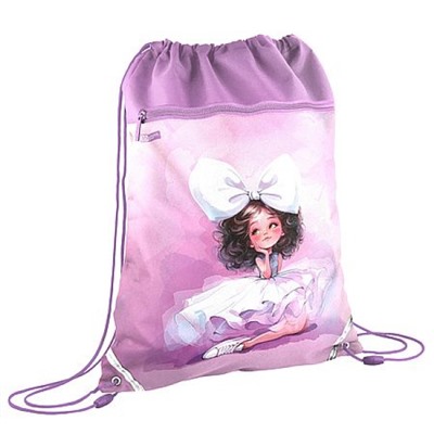 Сумка для сменной обуви 36х48 см "БАЛЕРИНА С БАНТОМ" 72167 карман на молнии, ручка-петля, светоотр.элементы Феникс