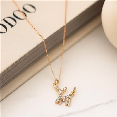 Цепочка на шею с подвеской коллекция "Xuping", покрытие позолота, вставка: цирконы, цвет: прозрачный, арт.007.114