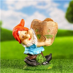 Садовая фигура из гипса «Гном с кашпо», 25×15×24 см, МИКС