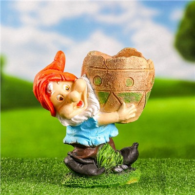 Садовая фигура из гипса «Гном с кашпо», 25×15×24 см, МИКС