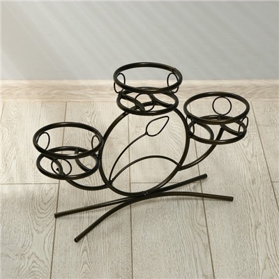 Подставка для цветов, напольная, на 3 горшка, d=14 см, бронзовая, «Камелия»