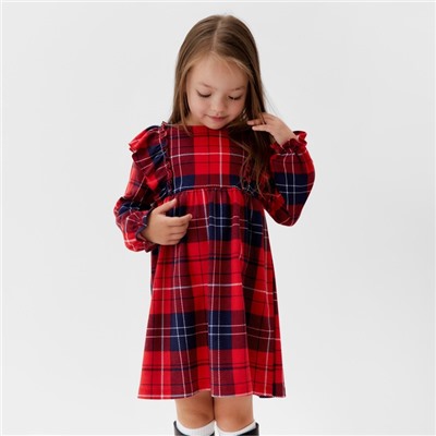 Платье детское с рюшами KAFTAN «Клетка» размер 30 (98-104 см)