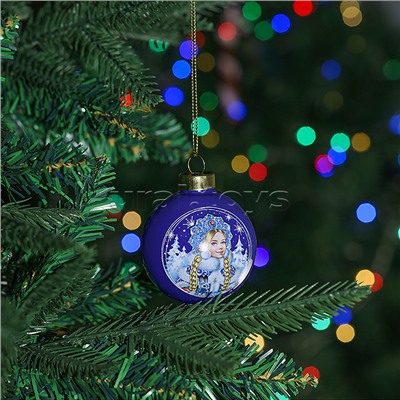 Новогоднее украшение. Елочный стеклянный шар  "Зимняя красавица" 6см