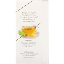 Twinings, Энергетический травяной чай, матча, клюква и лайм, 18 чайных пакетиков, 1,27 унции (36 г)